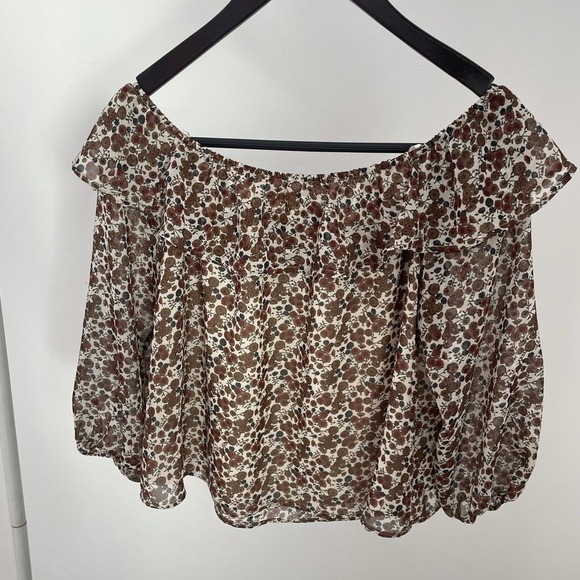 Anthro JOA Floral Disty Print Off the Shoulder Blouse Size M - Picture 6 of 7